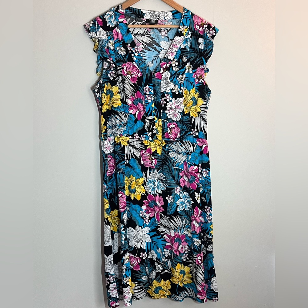 a.n.a Black Maxi Dress with Pink, Blue & Yellow Floral Print